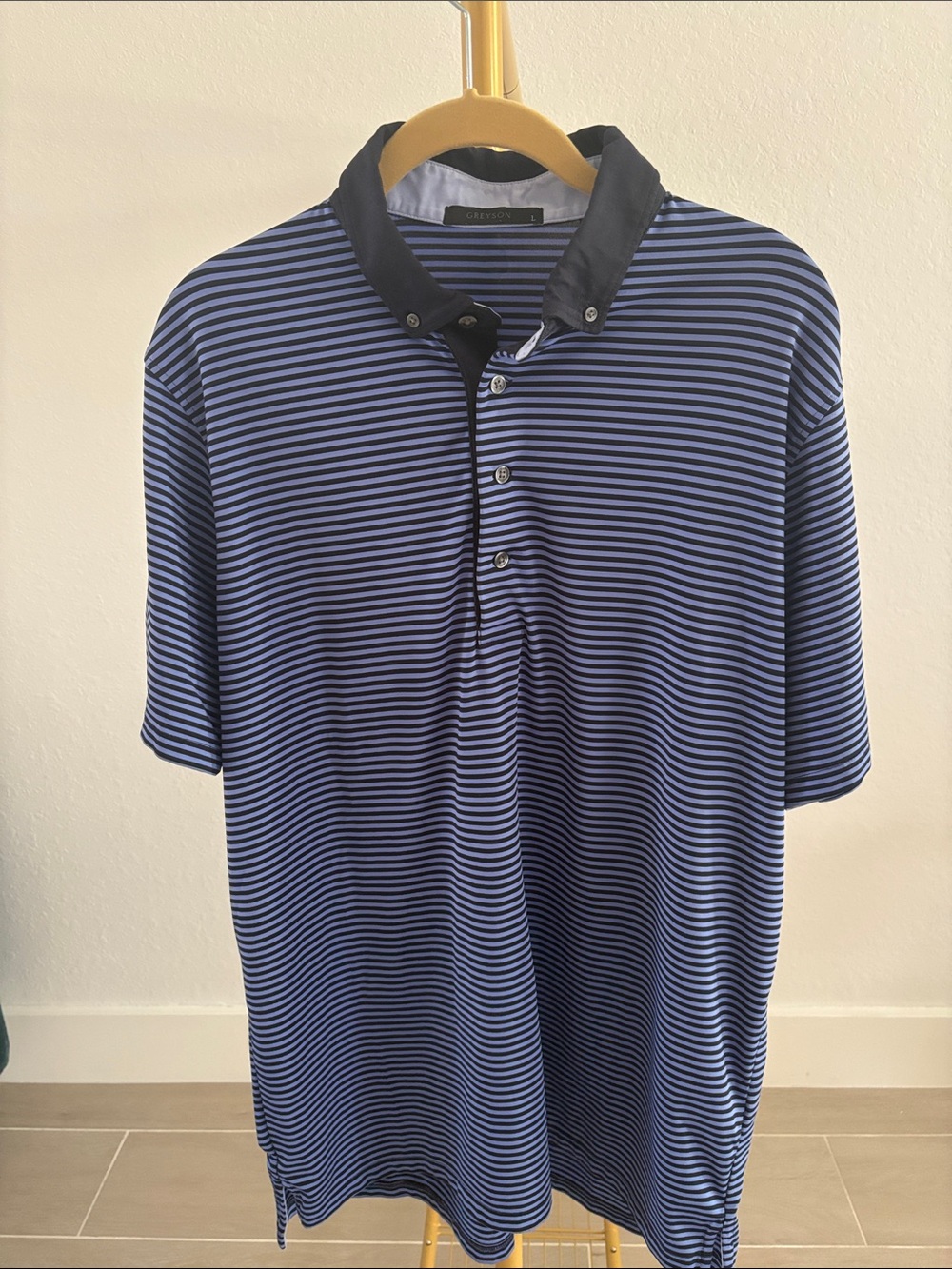 Greyson Navy and Light Blue Striped Polo